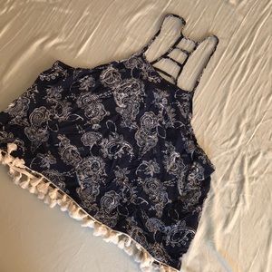 Forever 21 paisley racerback tassel tank